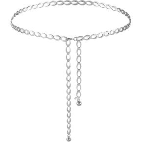 Metal Waist Chain Belt for Women, Adjustable Waist Chain Link Body Waist Long Hollow Belt for Jean Pants Dress