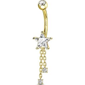 COCHARM 14K مطلية بالذهب حلقات زر البطن 14G 925 فضة البطن السرة خواتم للنساء استرخى البطن السرة ثقب المجوهرات