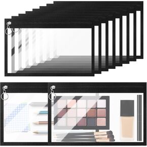 8 قطع من الأكياس الشفافة ذات السحاب متعددة الأغراض من البلاستيك PVC المقاوم للماء للسفر، وتنظيم ملفات المستندات، واللوازم المكتبية، ومحفظة مستحضرات التجميل، وتنظيم أقلام الرصاص (حواف سوداء، 7.5 × 11.4 بوصة) in Kuwait