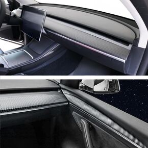 Segment Center Control Dashboard Panel & Front Door Trim Wrap Cover for 2016-2023 Model 3 and 2020-2024 Model Y, Not Fit 2024 Model 3 Refresh Highland (Matte Carbon Fiber Pattern)