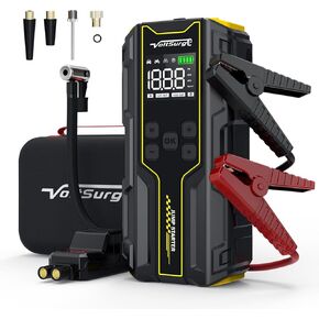 Car Jump Starter with Air Compressor, VoltSurge 6000A Peak 12V Battery Jumper Starter Portable Booster Pack, 150PSI Safe Jump Box with LED Light(Up to 10L Gas/8L Diesel Engine)
