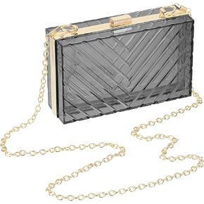 uxcell Women Acrylic Clear Clutch Purses Evening Handbag Crossbody Bag with Chain for Wedding Prom Party, Pink/Gold