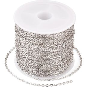 Beadthoven 32.8Ft Brass Flat Cable Chain for Jewelry Making 2mm Antique Bronze Flat Cross DIY Necklace Chain Bracelet Jewelry Finding Chains Extender Chains Bulk for Jewelry Making Supplies