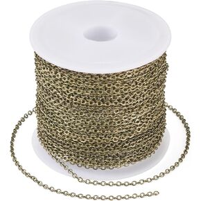 Beadthoven 32.8Ft Brass Flat Cable Chain for Jewelry Making 2mm Antique Bronze Flat Cross DIY Necklace Chain Bracelet Jewelry Finding Chains Extender Chains Bulk for Jewelry Making Supplies