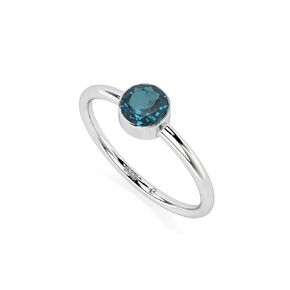 Natural London Blue Topaz Stackable Ring for Women in Sterling Silver, November Birthstone Jewelry Gifts for Her (Round, Oval, Pear)