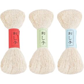 FREEBLOSS 300M Sashiko Thread 3 Skeins 100% Cotton Cord Japanese Quilting & Embroidery Sashiko Threads for Hand Sewing Thick Sashiko Thread for Japanese Embroidery Supplies Embroidery Floss