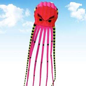 SQLWYLAT 26ft Octopus Kite for Adults and Kids Large & Beach Kite with Reel, Giant Kite Toys for Boys Girls Family Games and Activities, for Outdoor Fun(Blue)