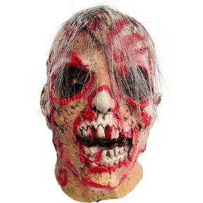 Scary Walking Dead Zombie Head Mask, Creepy Halloween Costume Horror Bloody Adult Halloween Decoration Props