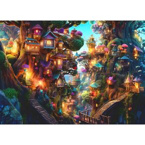 HUADADA Jigsaw Puzzles for Adults 1000 Pieces, Treehouse Interlock Perfectly Letter on Back No Dust, Home Decor Birthday Party Toy for Men Women Elders Seniors (27.5"x19.6"), 1:1 Poster