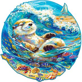 Wooden Puzzles for Adults, Wooden Otter Puzzles, Wooden Jigsaw Puzzles, Birthday Gifts for Puzzle Lover, Wood Adult Puzzles (M-11.4 * 11.3in 200pcs)