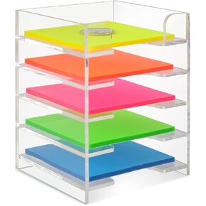 3x3 Inch Acrylic Sticky Note Holder For Desk Colorful Sticky Notes Holder Post It Note Holder Multiple Sticky Notepad Organizer Self Stick Note Pad Holder For Office Home School（No Sticky Notes）