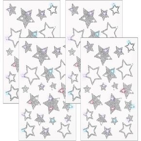 4 Sheets Crystal Rhinestone Heart Sticker Decals, Self Adhesive Glitter Bling Heart Sticker Window Clings, Car Body Decal Kit for Christmas Decal Holiday Decor Car Accessories