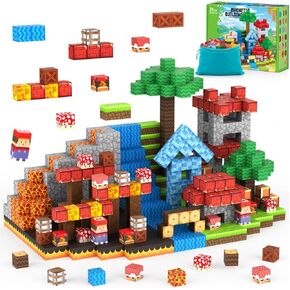 Magnetic Blocks Game - Build Mine Magnet Video Game World Adventure Set for Toddler, Super Bro Magnetic Set Elements Toys Gift for Boys & Girls Kids 3+