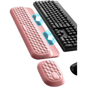 Vaydeer Wrist Rest Set with Stickers, Full Mechanical Keyboard Support and Mouse Rest Pad, Desk Ergonomic Cushion for Computer Typing Office Work Home Gaming, Memory Foam Arm Palm Hand Relieve Pain