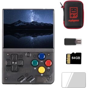 Miyoo Mini V4 Retro Handheld Game Console, 2.8 inch Classic System Retro Video Games Consoles Portable Rechargeable Hand Held 128GB with Case Gray