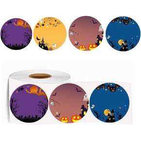 Thermal Label Stickers 2 inches Round Printable Halloween Thermal Labels for Packaging Self-Adhesive Name Price Label DIY Custom Logo Design 500Pcs