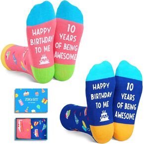 Zmart 10 Year Old Birthday Gifts Ideas Socks - Gifts for Ten Year Old Girls Boys, Gifts for Tween Girls Boys Age 10, Presents for 10 Year Olds 2 Pack