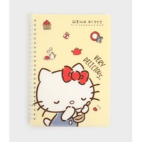 1 Pack, A5 Cute Kitty 7mm Lined Plastic Hardcover Spiral Notebook 5.7 x 8.2 Inches, 80 Sheets (Yellow)