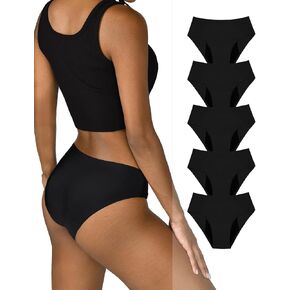 Period Underwear Heavy Flow High Waisted Period Bikini Panties Leakproof Underwear Briefs Pack of 5
