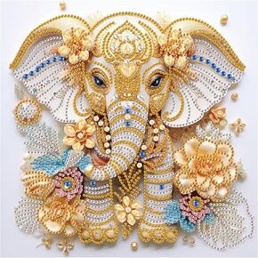 Sanjee 5D Special Shape Diamond Art Kits for Beginners, Elephant Diamond Painting Kits for Adults, Crystal Rhinestones Diamond Painting for Home Wall Decoration Gift, 12×12inch