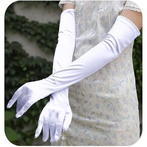 St. Patrick’s Day Long Gloves Satin Opera Party Gloves Stretchy Elbow Gloves Evening Dancing Party Gloves for Women