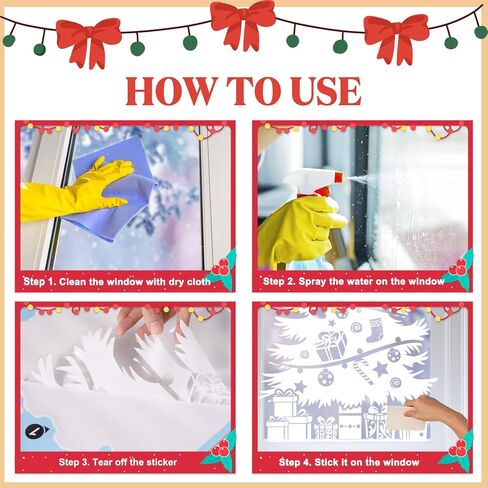 Yusongirl Christmas Window Clings Christmas Decorations Large Santa Claus Christmas Stickers Xmas Tree Snowflake Window Decals Double Side Holiday Christmas Decor Reusable Decals for Glass in Saudi Arabia