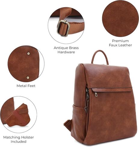 JESSIE & JAMES Sierra Concealed Carry Lock and Key Backpack Purse - Brown in Saudi Arabia