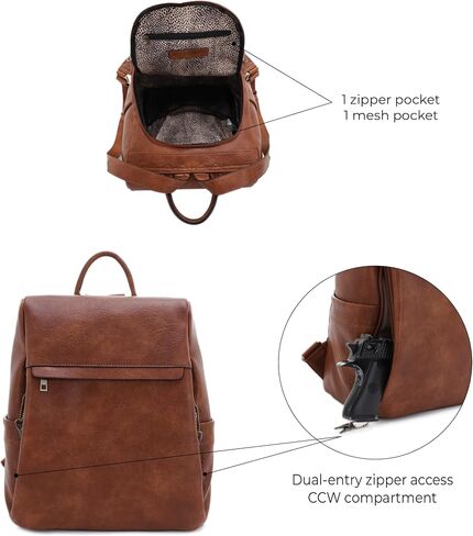 JESSIE & JAMES Sierra Concealed Carry Lock and Key Backpack Purse - Brown in Saudi Arabia