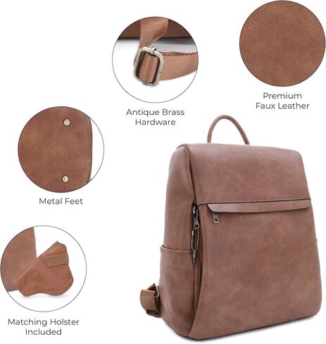 JESSIE & JAMES Sierra Concealed Carry Lock and Key Backpack Purse - Brown in Saudi Arabia