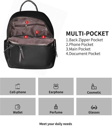 Small Backpack Purse For Women, Cute Mini Backpack Waterproof,Tiny Nylon Fashion Backpack Handbag,Casual Back Pack Black Bag (Small Black backpack in Kuwait