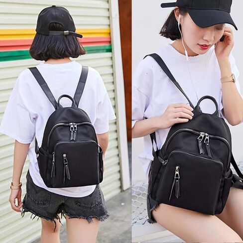 Small Backpack Purse For Women, Cute Mini Backpack Waterproof,Tiny Nylon Fashion Backpack Handbag,Casual Back Pack Black Bag (Small Black backpack in Kuwait