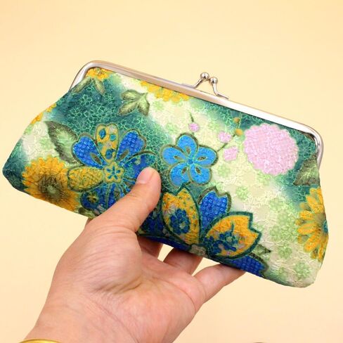 Kiss Lock Large Floral Coin Purses - Canvas Cash Wallet with Vintage Embroidery - Set of 2 Classic Change Pouches (B) in Kuwait