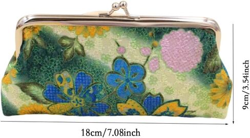 Kiss Lock Large Floral Coin Purses - Canvas Cash Wallet with Vintage Embroidery - Set of 2 Classic Change Pouches (B) in Kuwait