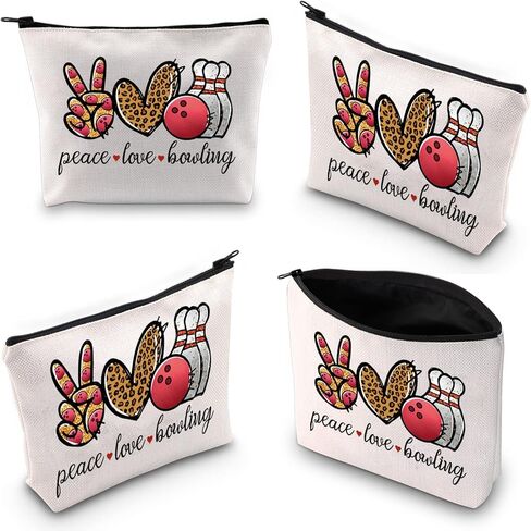 WZMPA Bowling Cosmetic Makeup Bag Bowling Lover Gifts Peace Love Bowling Ball Zipper Pouch For Women Girls (Peace Bowling BL) in Kuwait