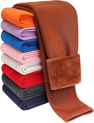 Girls' Fleece Lined Leggings Cotton Kids Thick Warm Pants 2-13 Years in Kuwait