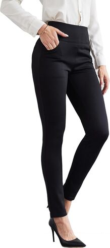 heipeiwa Women's Dress Pants Skinny High Waist Pull on Pants with Pockets Comfort Stretch Slim Fit Work Pants in Kuwait