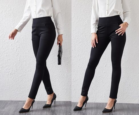 heipeiwa Women's Dress Pants Skinny High Waist Pull on Pants with Pockets Comfort Stretch Slim Fit Work Pants in Kuwait