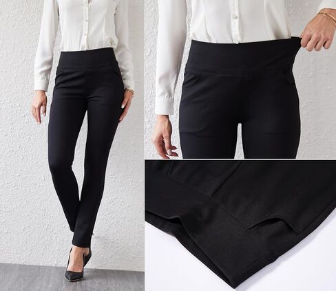 heipeiwa Women's Dress Pants Skinny High Waist Pull on Pants with Pockets Comfort Stretch Slim Fit Work Pants in Kuwait