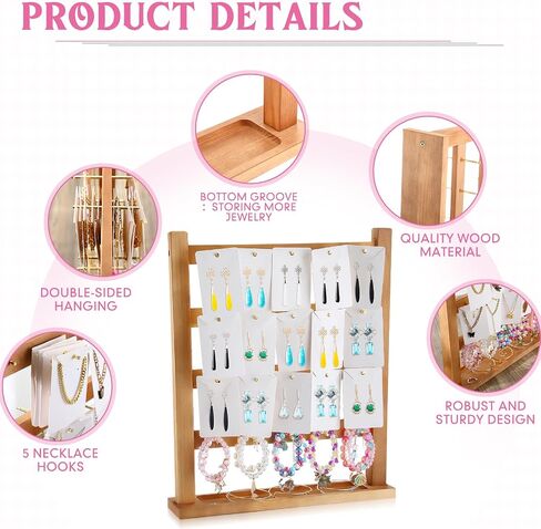 4 Pcs Wood Earring Display Stands for Selling Jewelry Display Rack 4 Tier Earring Rack Display Large Capacity Earring Card Holder Jewelry Organizer for Retail Store Vendors Necklace Bracelets in Saudi Arabia