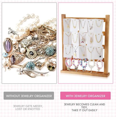 4 Pcs Wood Earring Display Stands for Selling Jewelry Display Rack 4 Tier Earring Rack Display Large Capacity Earring Card Holder Jewelry Organizer for Retail Store Vendors Necklace Bracelets in Saudi Arabia