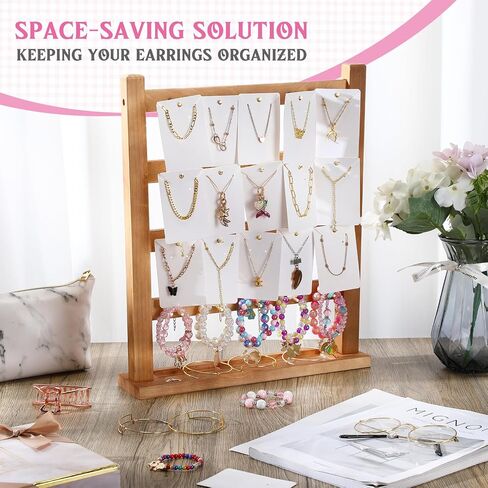 4 Pcs Wood Earring Display Stands for Selling Jewelry Display Rack 4 Tier Earring Rack Display Large Capacity Earring Card Holder Jewelry Organizer for Retail Store Vendors Necklace Bracelets in Saudi Arabia