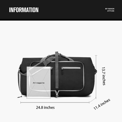 Travel Duffle Bag for Men Gym Grande Travel Hombre Traveling With Shoe Compartment Backpack Carry On Sports Black in Saudi Arabia