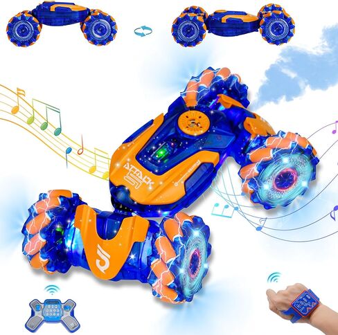 Gesture Sensing RC Stunt Car, Rotating Rechargeable Transform Car Toys, with Lights Music Spray, 360° 4WD Remote Control Twist Cars, Birthday Gifts for Kids Boys Girls 6-8-12, Best Gift for Kids 5-7 in Saudi Arabia