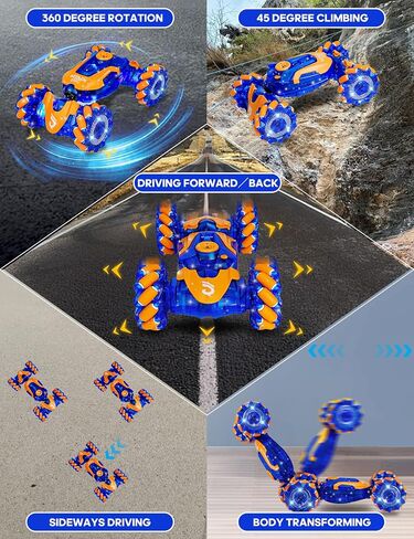 Gesture Sensing RC Stunt Car, Rotating Rechargeable Transform Car Toys, with Lights Music Spray, 360° 4WD Remote Control Twist Cars, Birthday Gifts for Kids Boys Girls 6-8-12, Best Gift for Kids 5-7 in Saudi Arabia
