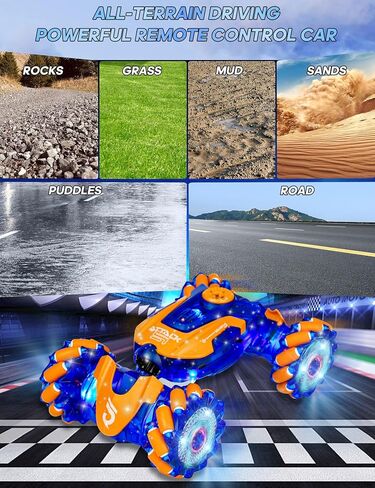 Gesture Sensing RC Stunt Car, Rotating Rechargeable Transform Car Toys, with Lights Music Spray, 360° 4WD Remote Control Twist Cars, Birthday Gifts for Kids Boys Girls 6-8-12, Best Gift for Kids 5-7 in Saudi Arabia