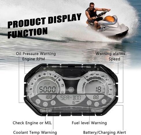 278002270 ترقية مجموعة عداد السرعة LCD OEM مع إطار من الكروم 278002144 متوافق مع SeaDoo GTX RXP RXT Wake 2006-2011، لا يتطلب برمجة in Kuwait