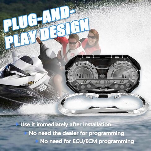 278002270 ترقية مجموعة عداد السرعة LCD OEM مع إطار من الكروم 278002144 متوافق مع SeaDoo GTX RXP RXT Wake 2006-2011، لا يتطلب برمجة in Kuwait