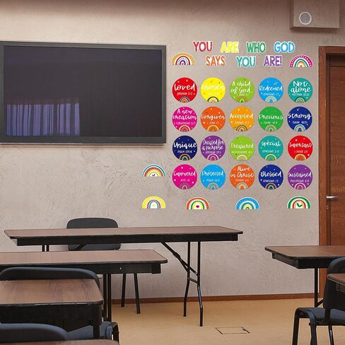 Christian Bulletin Board Set, Church Inspirational Bulletin Board Motivational Cutouts Wall Decor, Christian Bible Verses & Religious Boho Classroom Decor (Boho Rainbow) in Kuwait