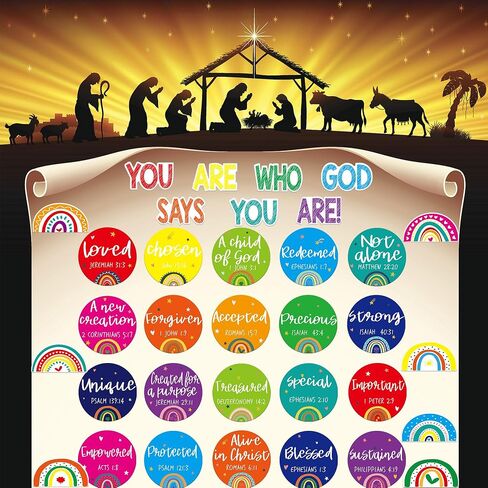Christian Bulletin Board Set, Church Inspirational Bulletin Board Motivational Cutouts Wall Decor, Christian Bible Verses & Religious Boho Classroom Decor (Boho Rainbow) in Kuwait