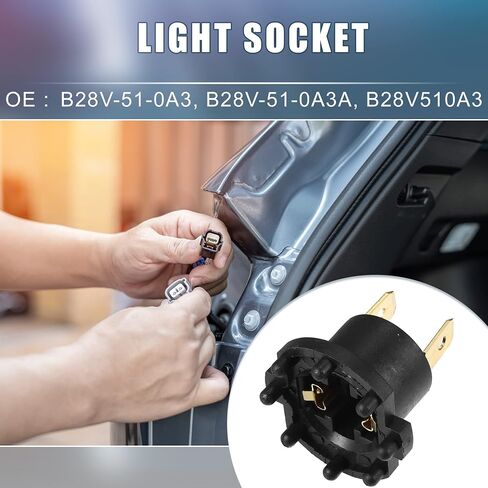 المصباح الأمامي لمبة محول المقبس B28V-51-0A3 B28V-51-0A3A لمازدا 3 2004-2009 البلاستيك الأسود (مجموعة من 2) in Saudi Arabia